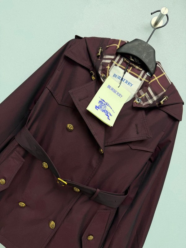 BRR Short Tropical Gabardine Foxfield Trench Coat Vineyard Red Cotton Polyester