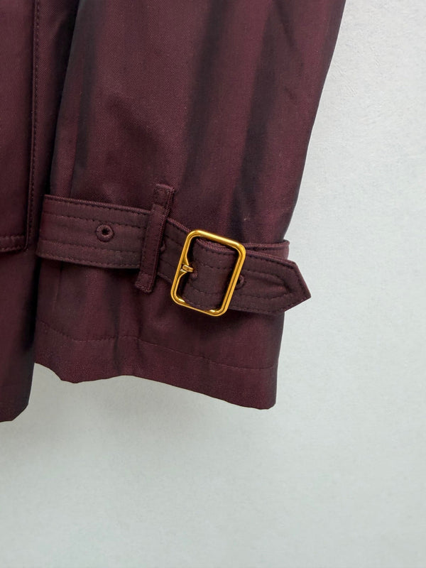 BRR Short Tropical Gabardine Foxfield Trench Coat Vineyard Red Cotton Polyester