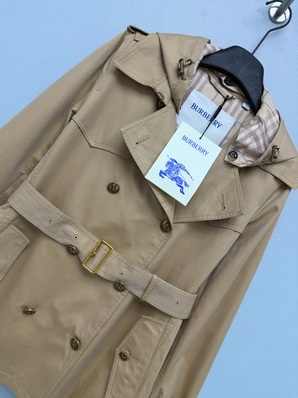 BRR Short Tropical Gabardine Foxfield Trench Coat Beige Cotton Polyester