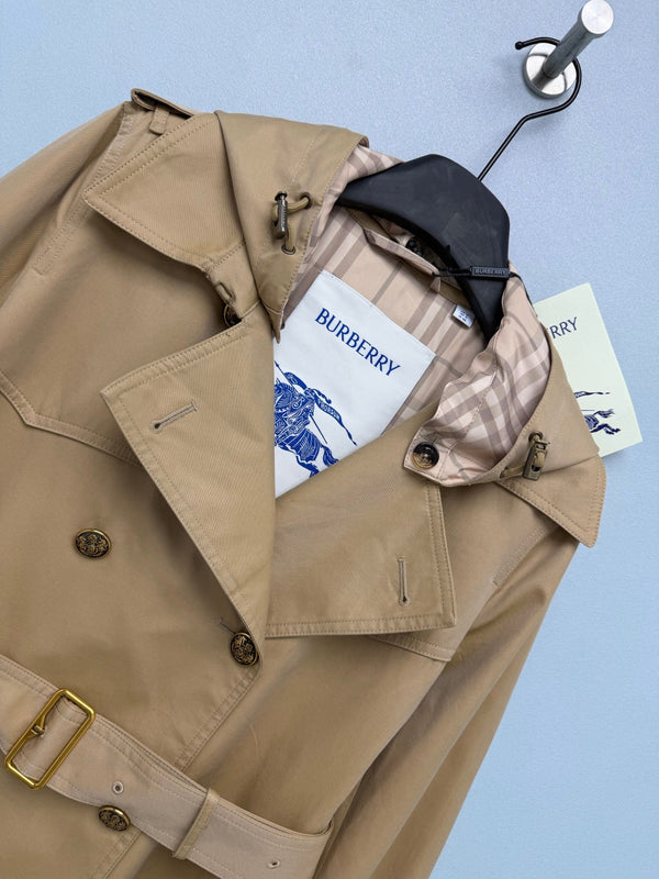 BRR Short Tropical Gabardine Foxfield Trench Coat Beige Cotton Polyester