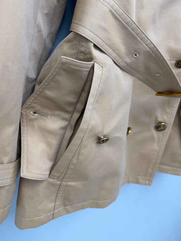 BRR Short Tropical Gabardine Foxfield Trench Coat Beige Cotton Polyester