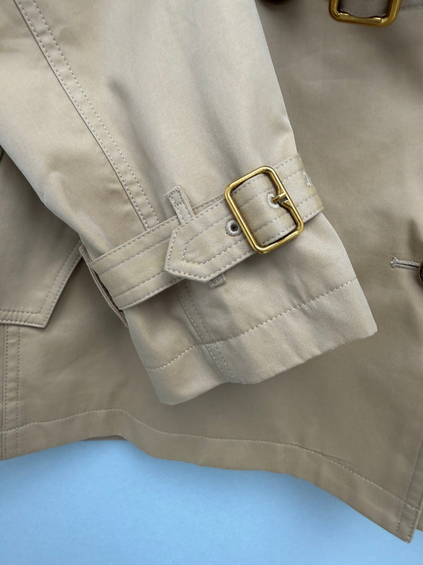 BRR Short Tropical Gabardine Foxfield Trench Coat Beige Cotton Polyester