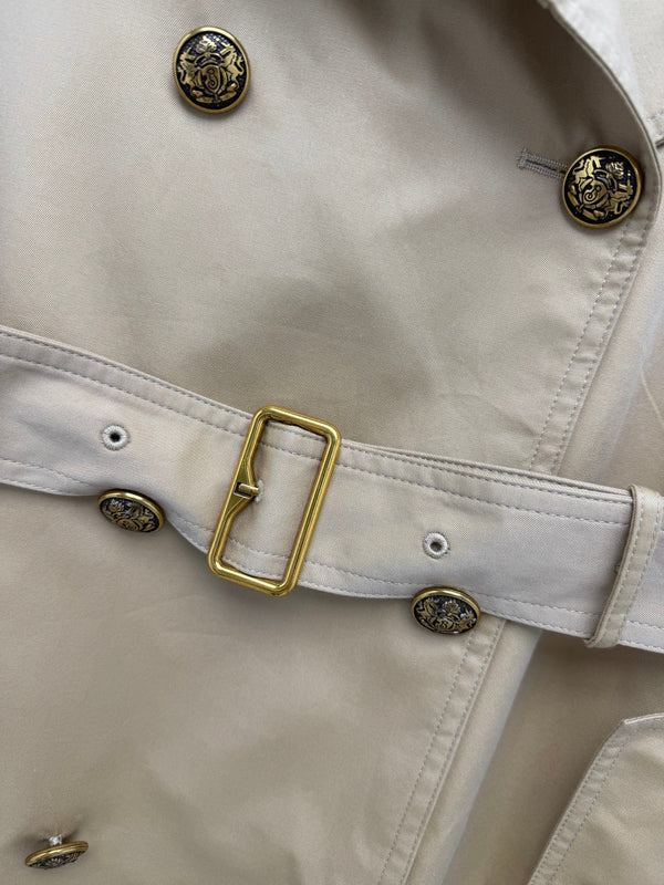 BRR Short Tropical Gabardine Foxfield Trench Coat Beige Cotton Polyester