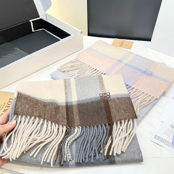 Loewe Scarf 180CM Light Brown Gray Cashmere 969303