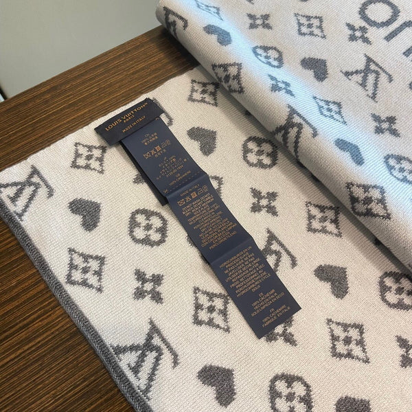 LV Latest Style Scarf 180cm Gray Knitted Cashmere 973141