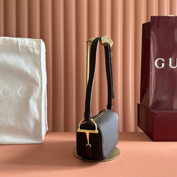 GG Half Horsebit Bag 19cm Black Grain Leather