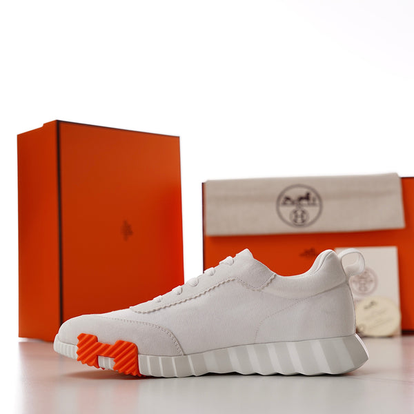 HM Men's Bouncing Sneaker White Fabric Suede 688616