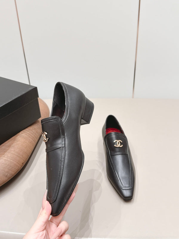 CC 26s Square-Toe Buckle Loafer 3cm Black Leather 816297