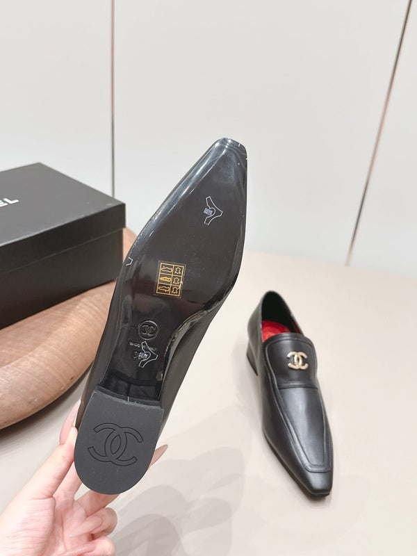 CC 26s Square-Toe Buckle Loafer 3cm Black Leather 816297