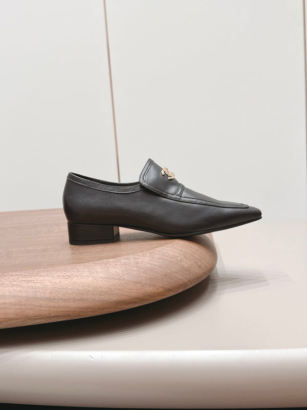 CC 26s Square-Toe Buckle Loafer 3cm Black Leather 816297