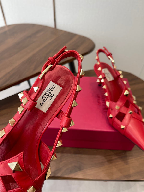 VT Studdy Pumps 65mm Red Leather 624351
