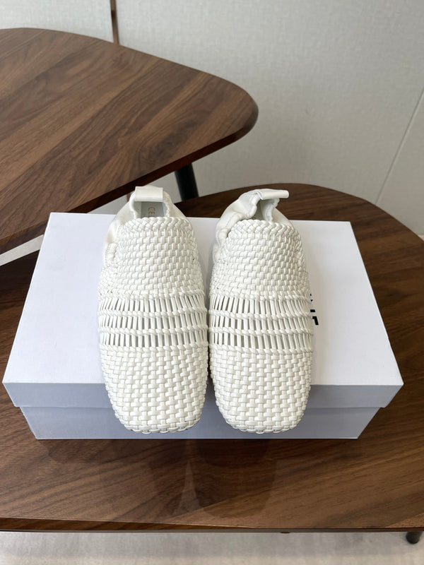 CL Ballet Lace-Up Shoe White Woven Lambskin 790672