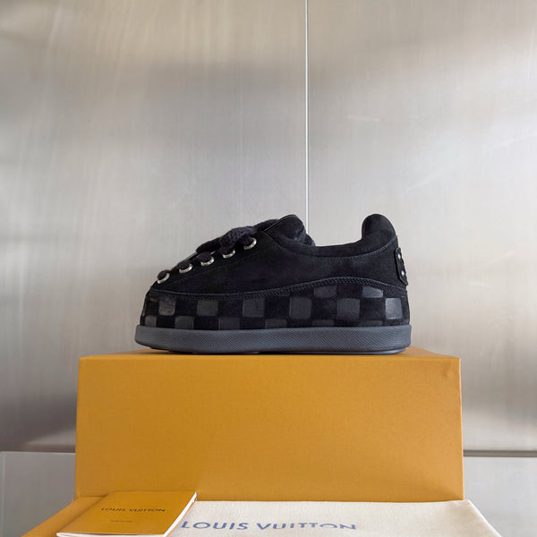 LV x Ingo Casual Sports Shoes 50mm Black Embossed Damier Graphine Suede 459769
