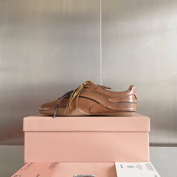 Miu Gymnasium Sneakers Caramel Cowhide 509750