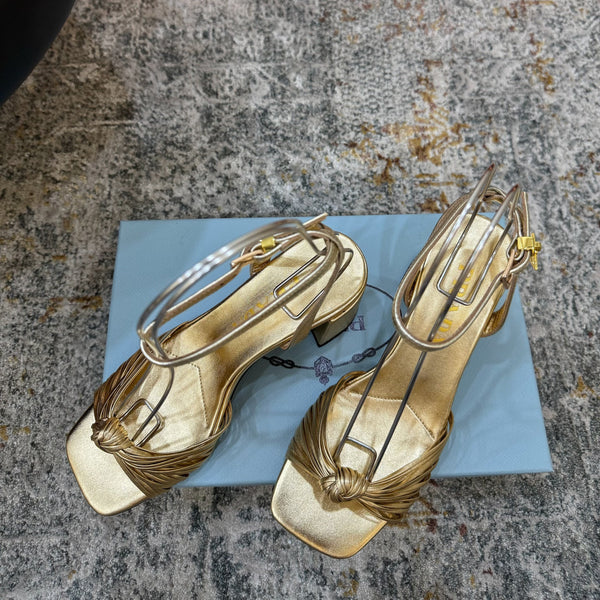 Pra Heeled Sandals 7cm Gold Leather 804101