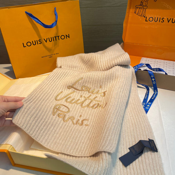 LV Exclusive Scarf 180cm Light Beige Wool 978803