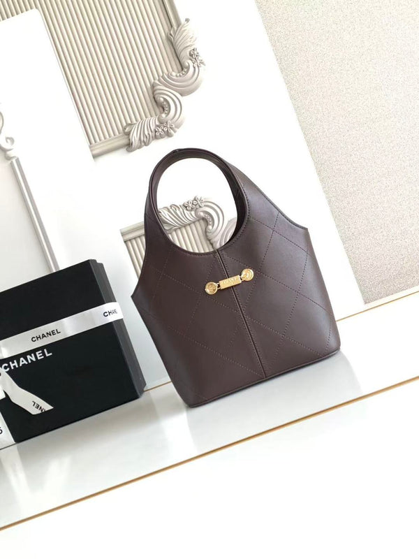 CC 2026 Basket Hobo Bag 27.5cm Coffee Calfskin