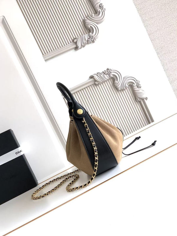Chanel 2026 Drawstring Cloud Bucket Bag 32cm Suede Calfskin