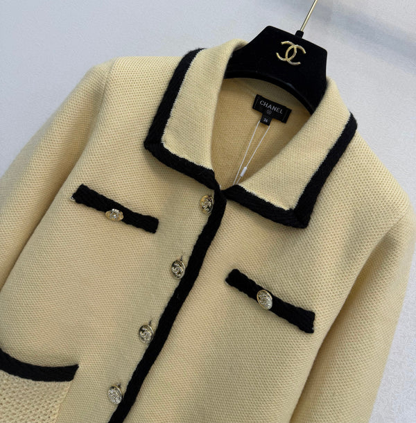 CC 26s Jacket Contrasting-Trim Knit Tweed 429799