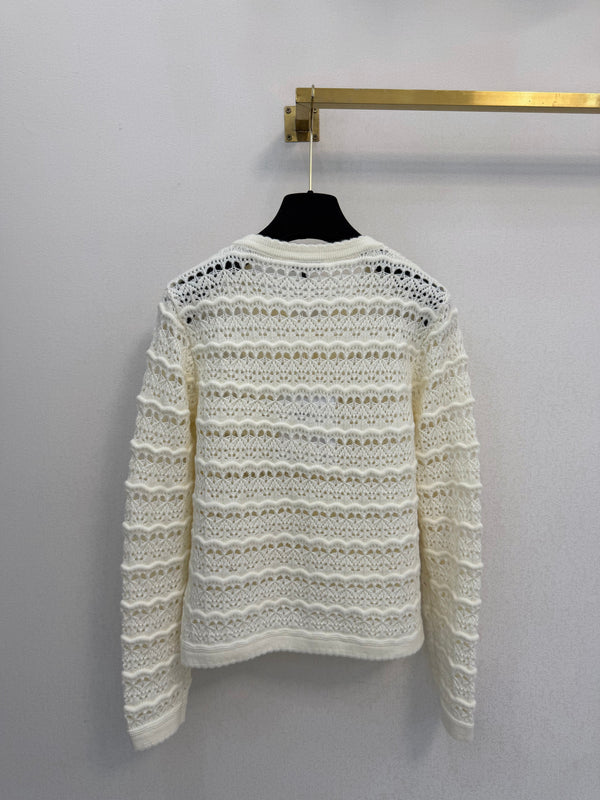 CC 26s Twinset Open-Knit Cardigan Camisole White 429796