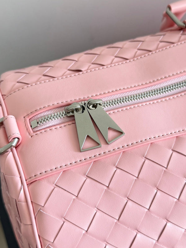 BV 25s Replica Bottega Veneta Duffel Bag Pink Intrecciato leather