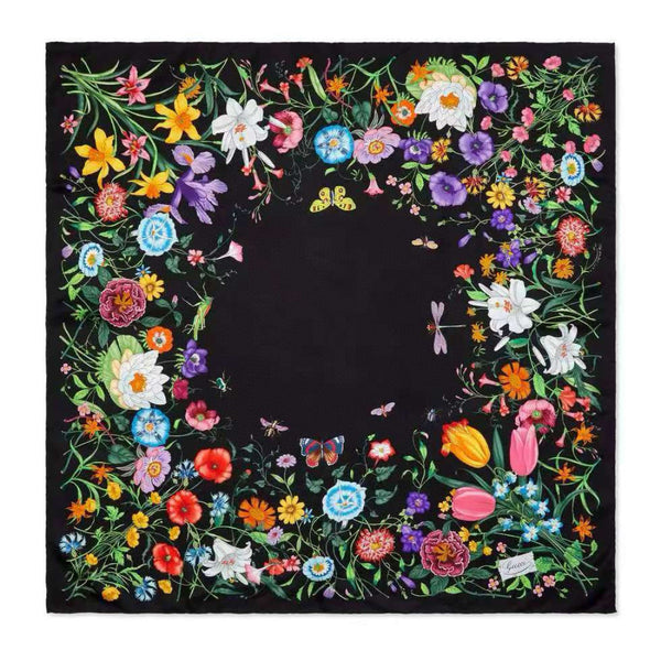 GG Scarf 90CM Multi-Colored Floral Mulberry Silk 286775