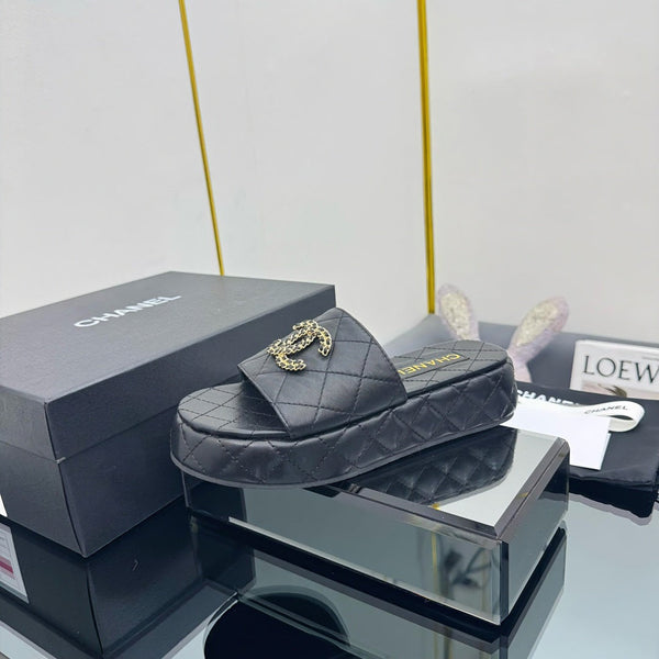 CC 25 Flatform Slide Black Leather 238491