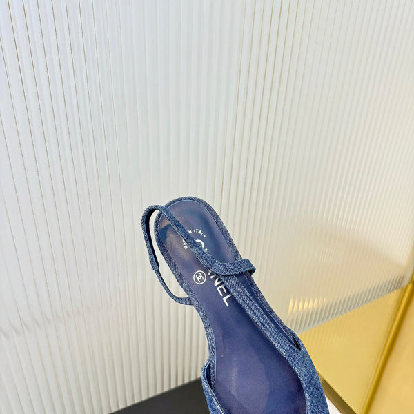 CC 26 Slingback Flat Blue Denim 714027