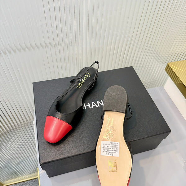 CC 26 Slingback Flat Black Red Lambskin 714029