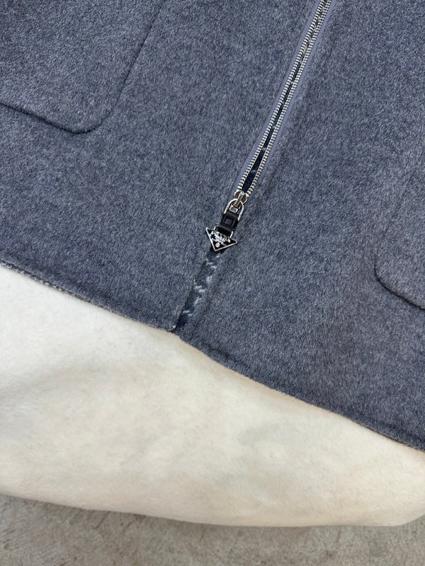 Prada 25 Hooded Vest Gray Wool 637337