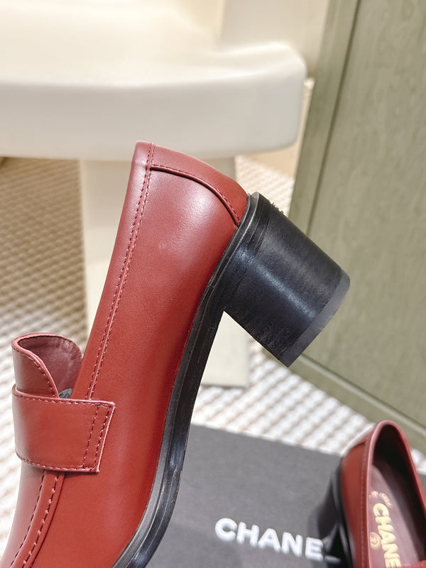 CC 26SS Loafers 6cm Burgundy Cowhide 653498