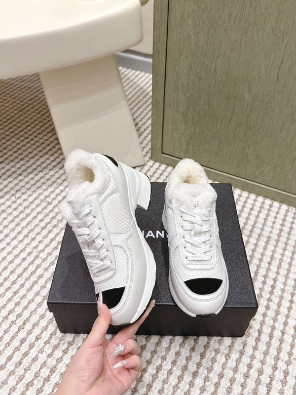 CC 26s Sneakers In White Synthetic Fabric And Calfskin Black Suede