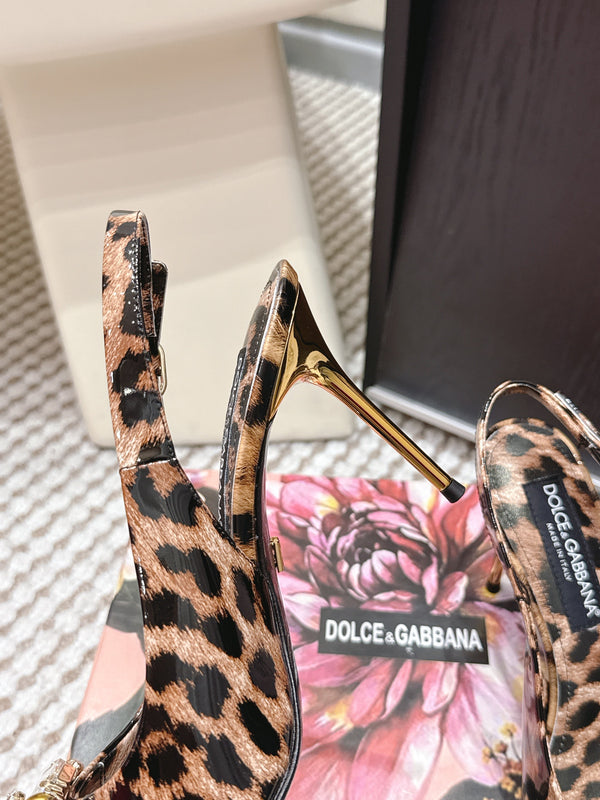DG Rainbow Slingbacks Leopard Printed Patent Leather 663076