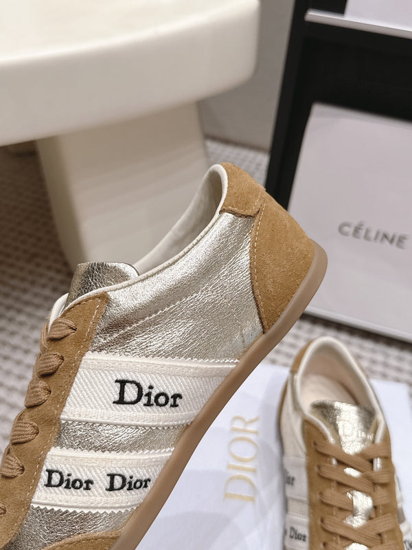 CD Ribbon Sneaker Brown Sliver Suede Leather 930295