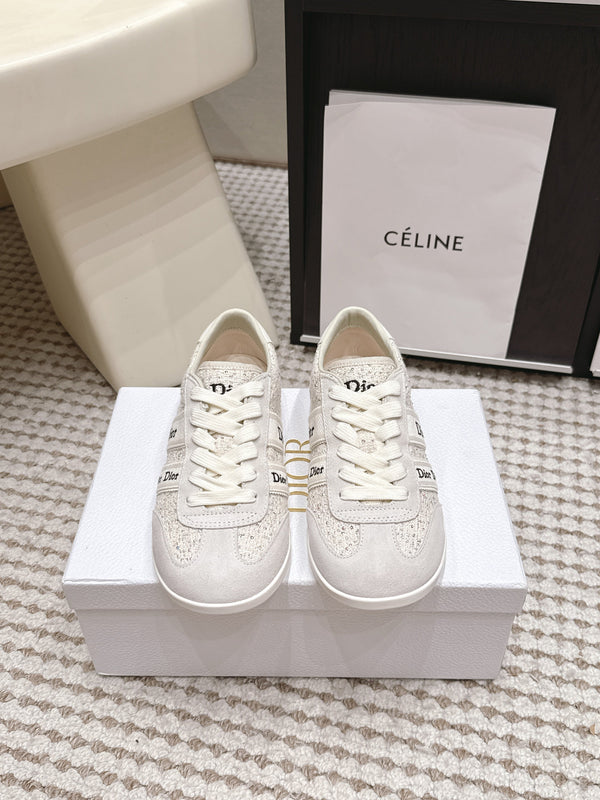 CD Ribbon Sneaker White Tweed Suede 930299