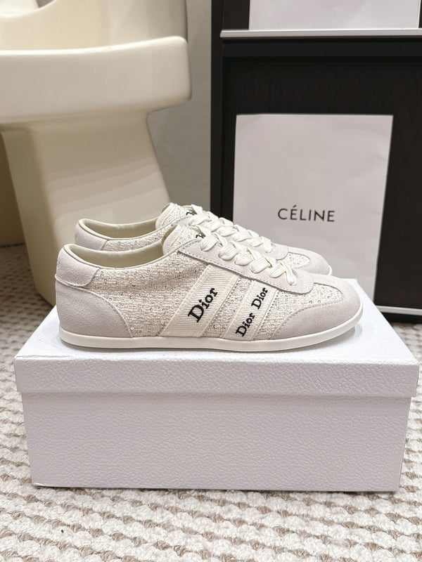 CD Ribbon Sneaker White Tweed Suede 930299