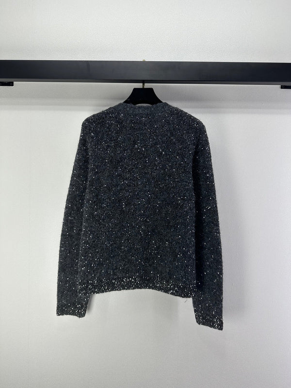 CC V-Neck Grey Cardigan Grey Knit 346012