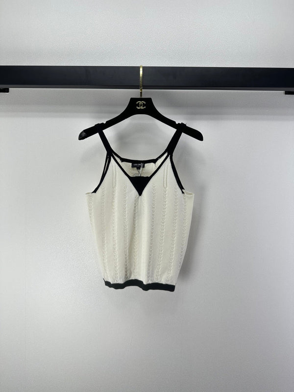 CC 26S Knit Cami Tank Top White Cotton 348994