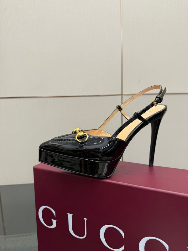 GG 25 Platform Sandals 11.8cm Black Patent Leather