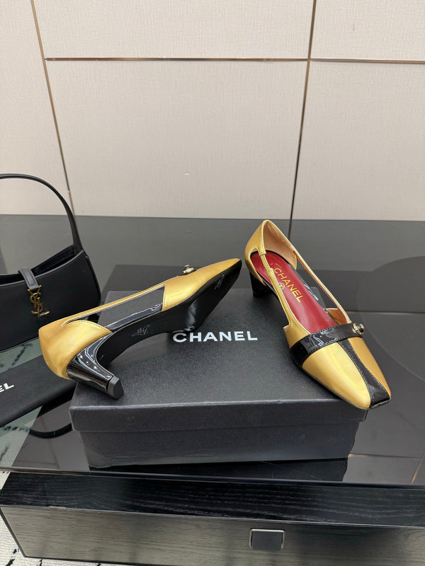 CC 26P Slingback 5cm Gold Black Patent Leather 791612