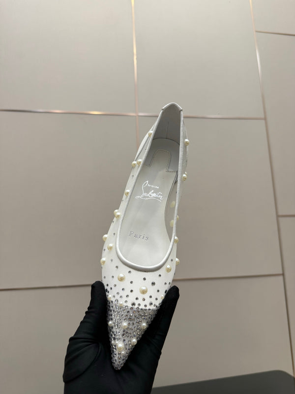 CL Degrastrassina Perla Ballet Flat White Mesh 828159