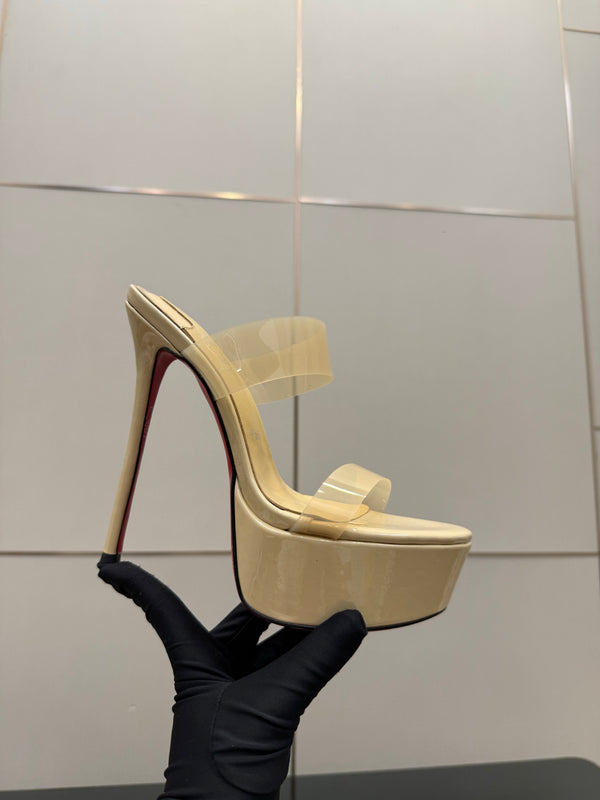 CL 2026 Just Loubi 14.5cm Mules Beige PVC Lambskin 828176