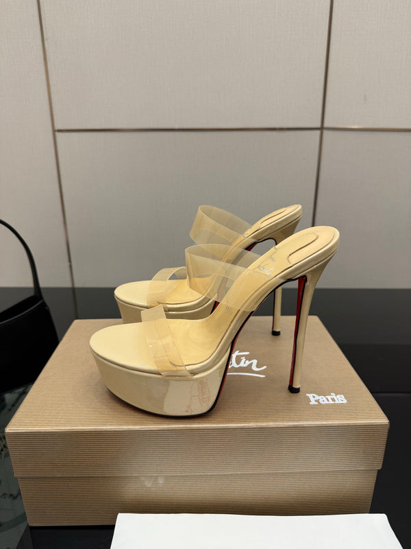 CL 2026 Just Loubi 14.5cm Mules Beige PVC Lambskin 828176