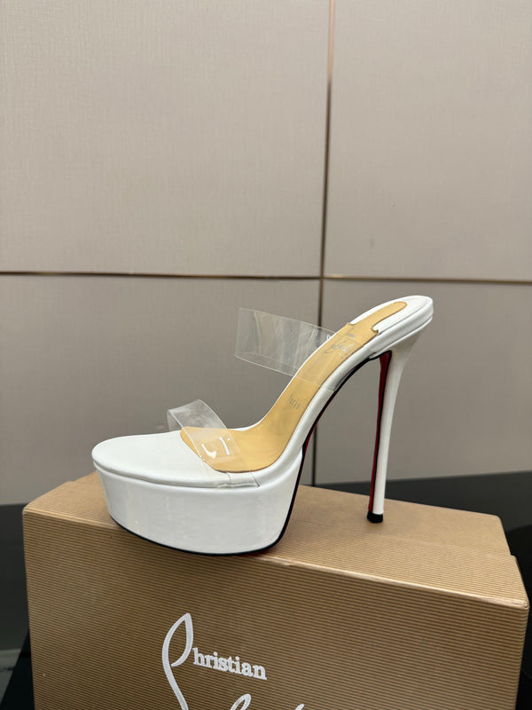 CL 2026 Just Loubi 14.5cm Mules White PVC Lambskin 828177