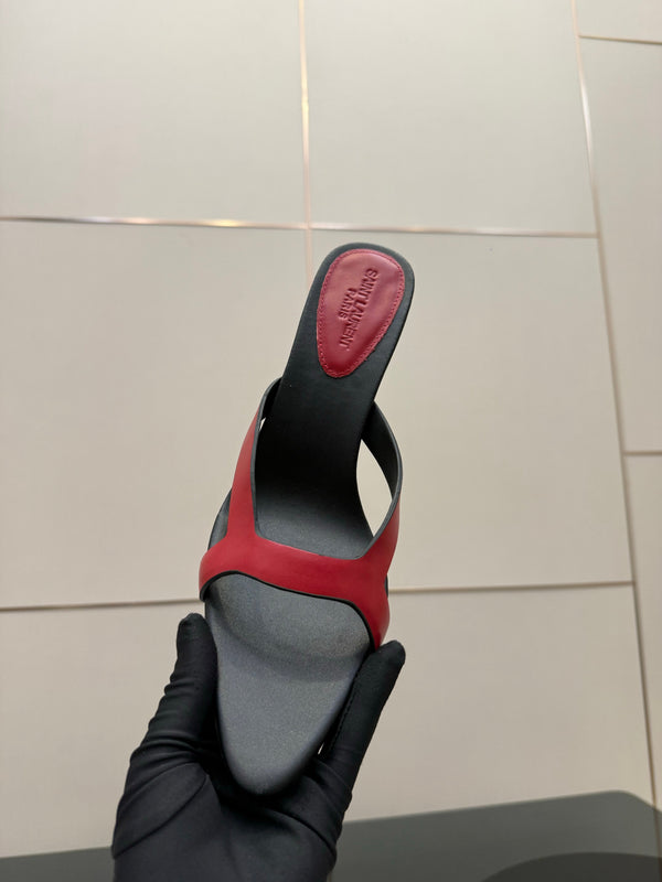 YSL Sandal 9cm Black Red Cowhide 828247