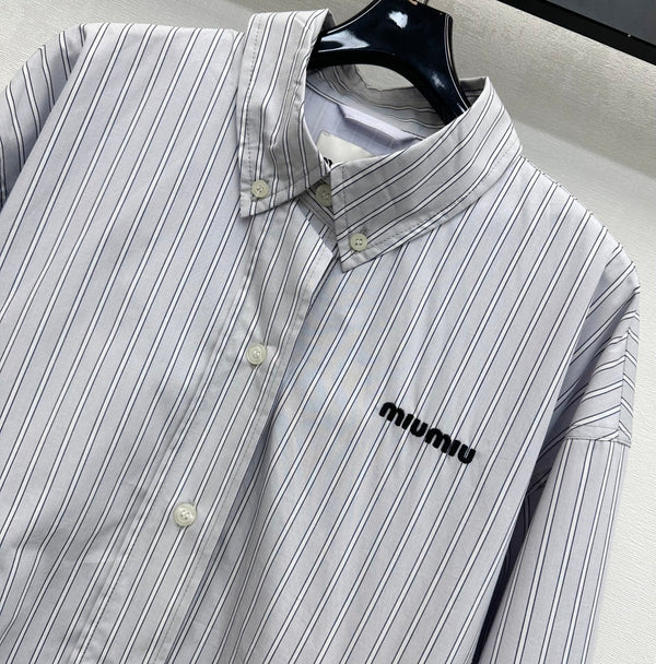 Miu Miu Jacket Striped Grey Cotton 341902