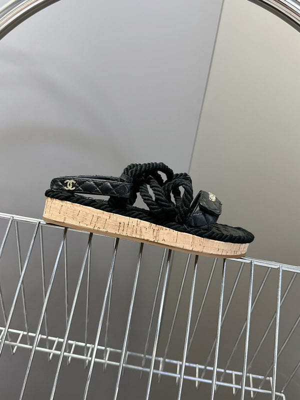 CC 2026 Sandal Black Rope Calfskin 675900