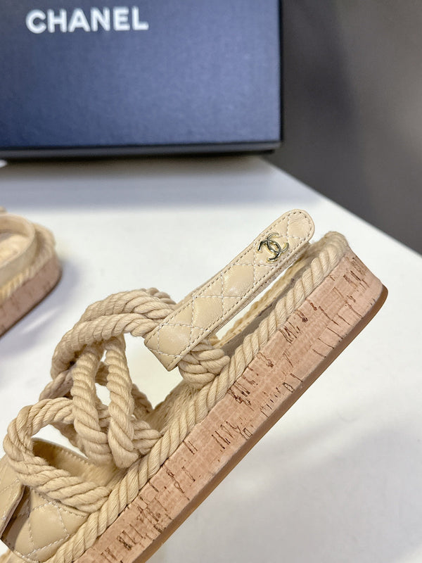 CC 2026 Sandal Beige Rope Calfskin 675899