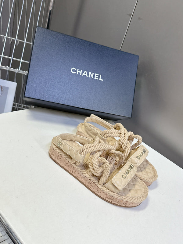 CC 2026 Sandal Beige Rope Calfskin 675899