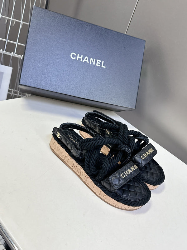 CC 2026 Sandal Black Rope Calfskin 675900